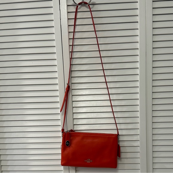 COACH Double-Zip Crossbody/Shoulder bag - orange leather - Picture 5 of 14
